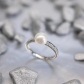 Inel argint cu perla naturala alba si pietre DiAmanti SK23488R_W-G